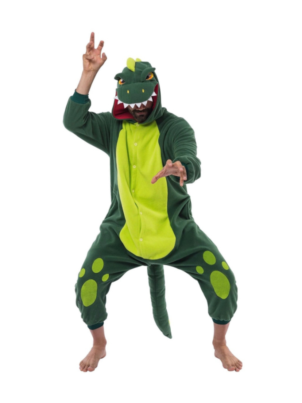 New Spooktacular Creations Dinosaur Pajamas Plush for Adult, Halloween Costume